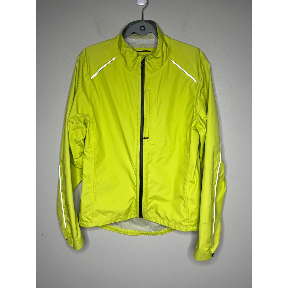 REI Co-op Cycles Hi Vis Neon Yellow Reflective Cycling Windbreaker Jacket Mens M